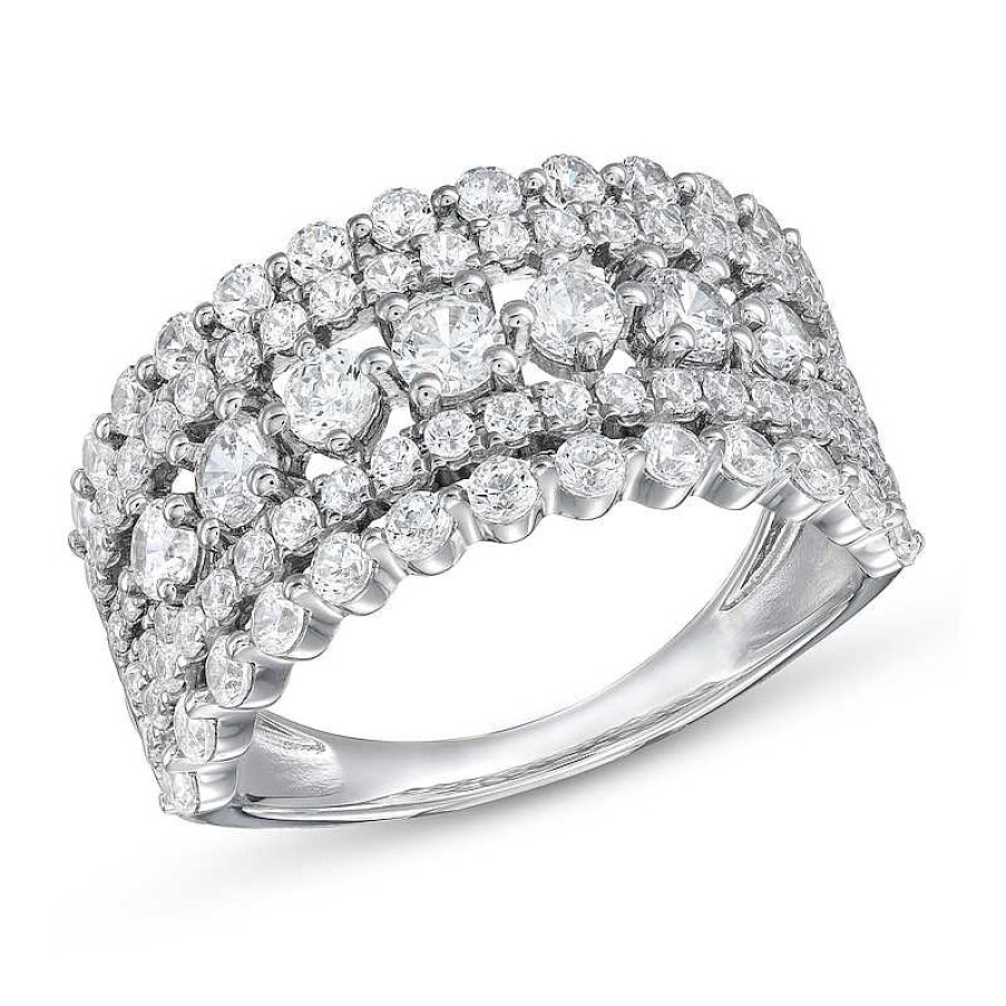 Rings Zales | 1-1/2 Ct. T.W. Diamond Bubble Edge Multi-Row Band In 14K White Gold