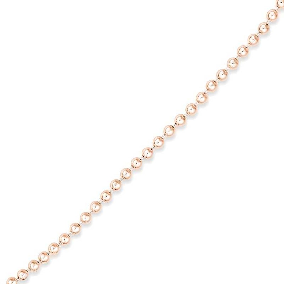 Bracelets Zales | 2.0Mm Solid Bead Chain Bracelet In 14K Rose Gold - 7.5"