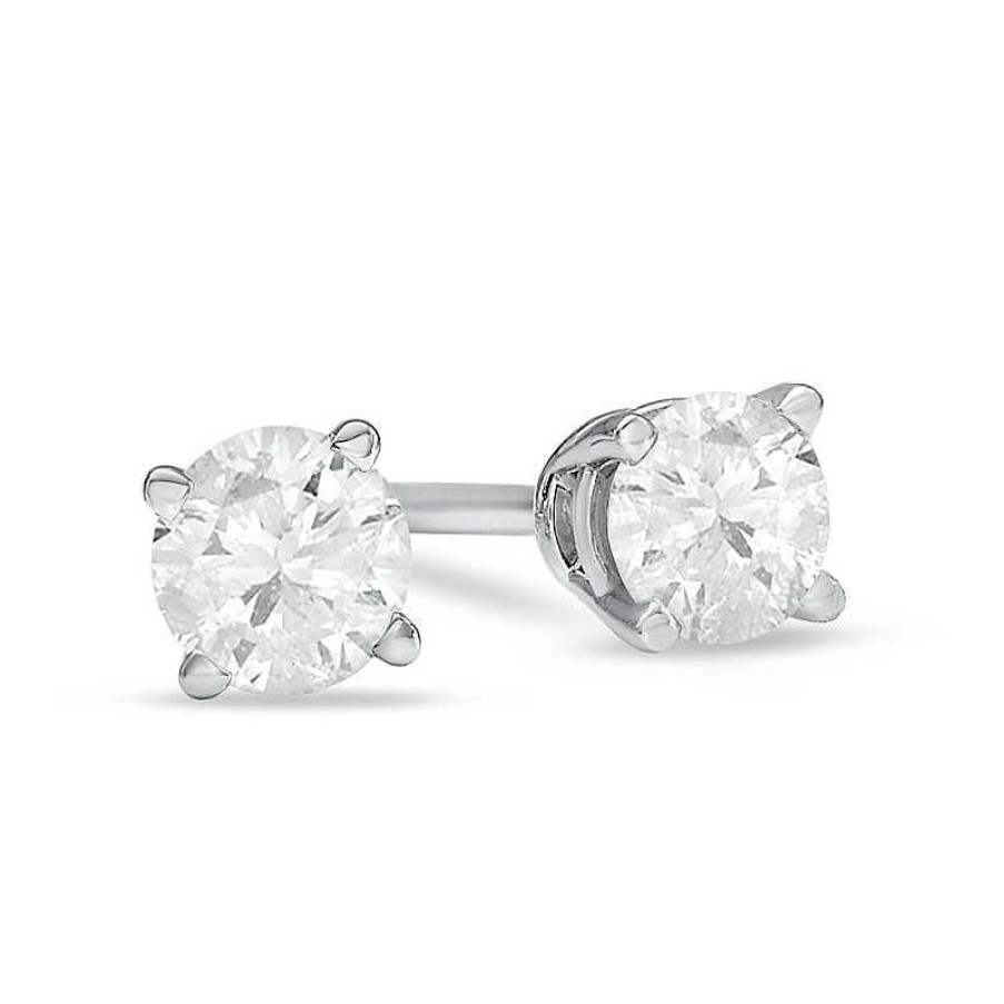 Earrings Zales | 3/4 Ct. T.W. Diamond Solitaire Stud Earrings In 14K White Gold (J/I3)