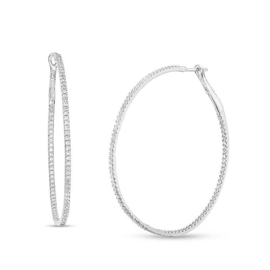 Earrings Zales | 1-3/4 Ct. T.W. Diamond Inside-Out Hoop Earrings In 10K White Gold