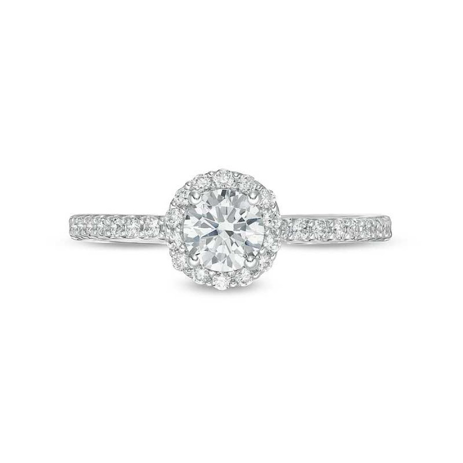 Rings Zales | 3/4 Ct. T.W. Certified Lab-Created Diamond Frame Engagement Ring In 14K White Gold (F/Vs2)