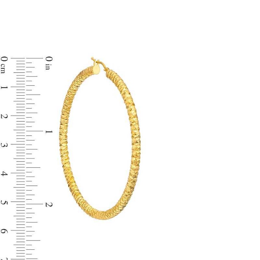 Earrings Zales | Oro Diamante™ 50.0Mm Diamond-Cut Tube Hoop Earrings In 14K Gold