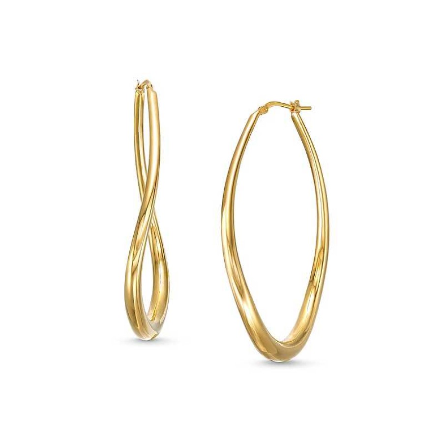 Earrings Zales | 58.0Mm Sculpted Hollow 14K Gold Hoop Earrings