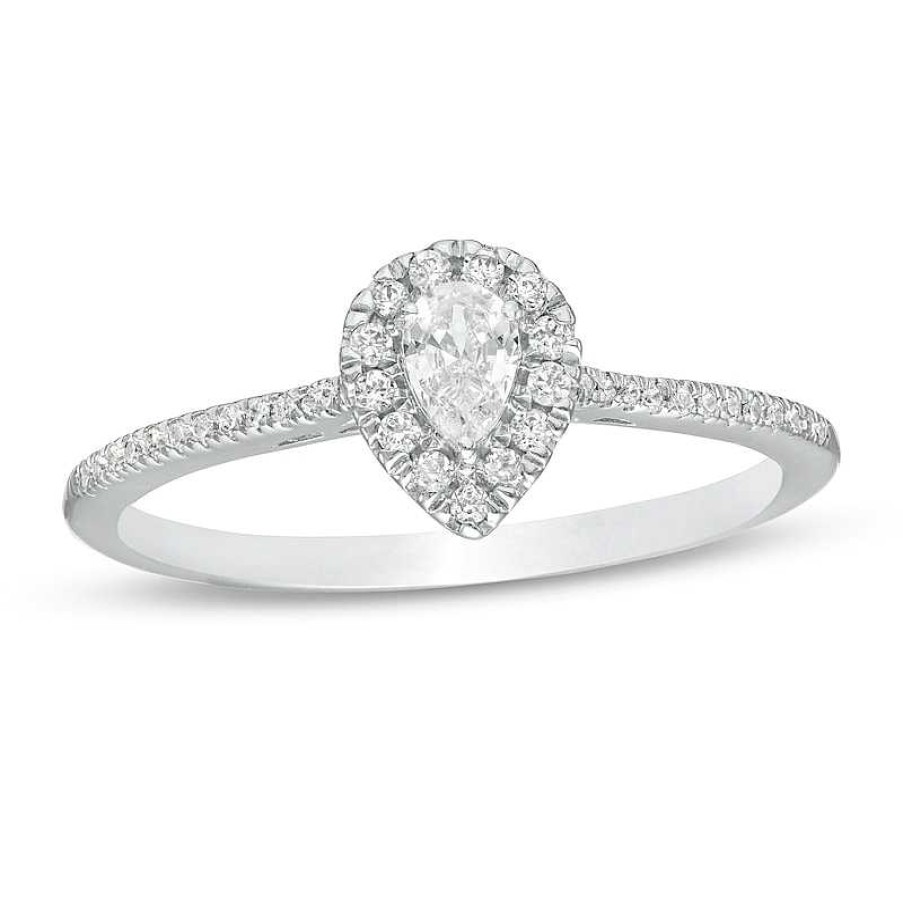 Rings Zales | Cherished Promise Collection™ 1/3 Ct. T.W. Pear-Shaped Diamond Frame Promise Ring In 10K White Gold