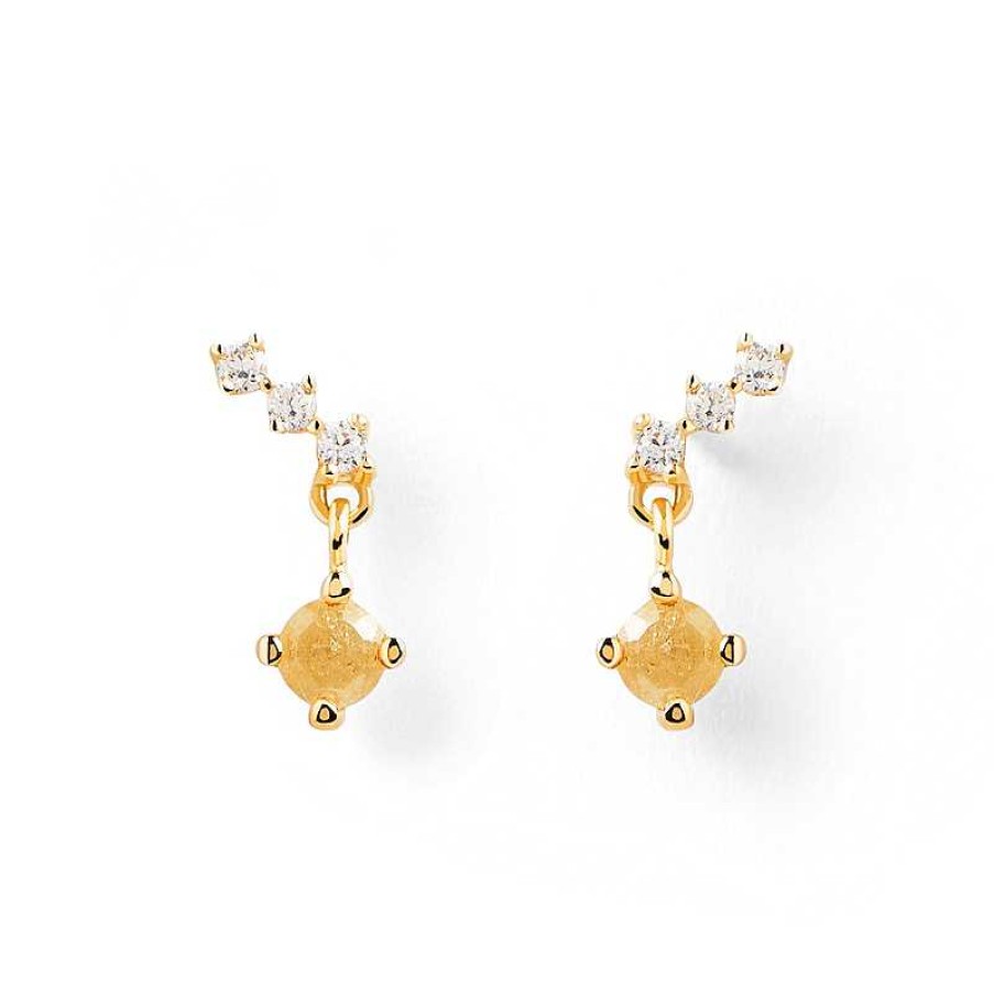 Earrings Zales | Pdpaola™ At Zales Yellow And White Cubic Zirconia Stud Earrings In Sterling Silver With 18K Gold Plate