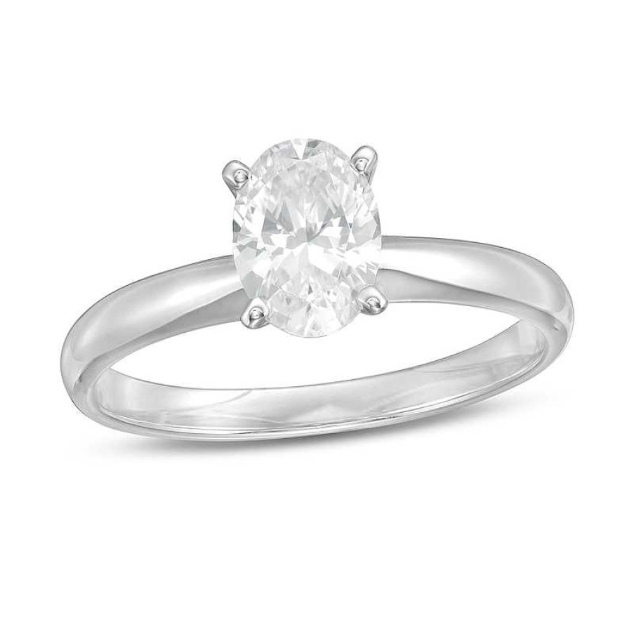 Rings Zales | 1 Ct. Certified Oval Lab-Created Diamond Solitaire Engagement Ring In 14K White Gold (F/Vs2)