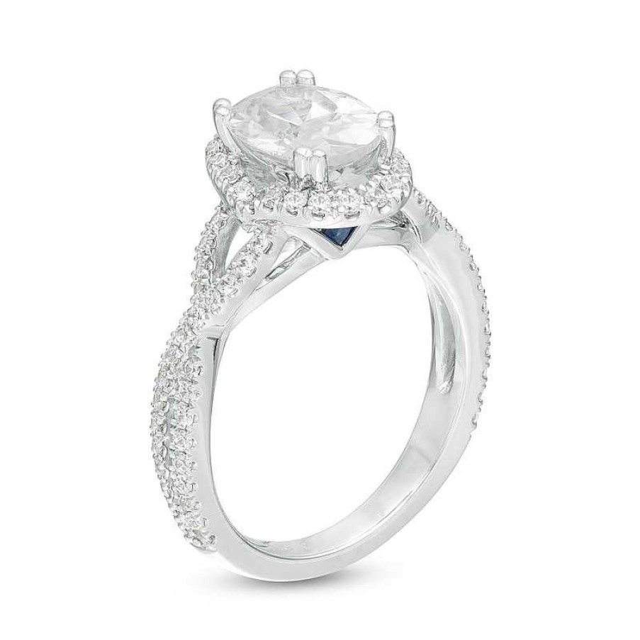 Rings Zales | Vera Wang Love Collection 2-1/2 Ct. T.W. Certified Oval Diamond Frame Twist Engagement Ring In 14K White Gold (I/Si2)