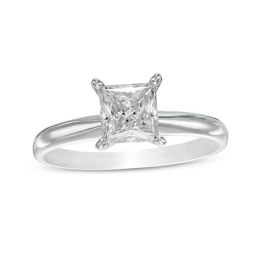 Rings Zales | 1 Ct. Certified Princess-Cut Lab-Created Diamond Solitaire Engagement Ring In 14K White Gold (F/Vs2)