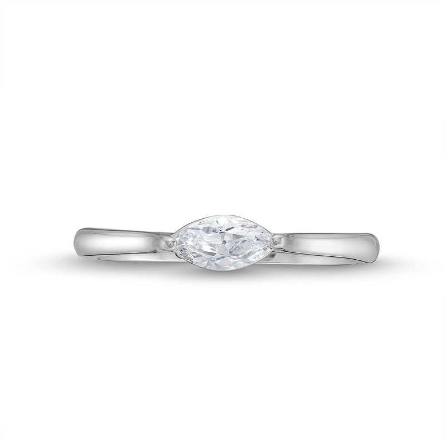 Rings Zales | 1/3 Ct. Marquise Diamond Sideways Solitaire Engagement Ring In 14K White Gold (I/I1)