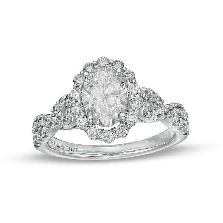 Rings Zales | True Lab-Created Diamonds By Vera Wang Love 1-5/8 Ct. T.W. Twist Shank Engagement Ring In 14K White Gold (F/Vs2)