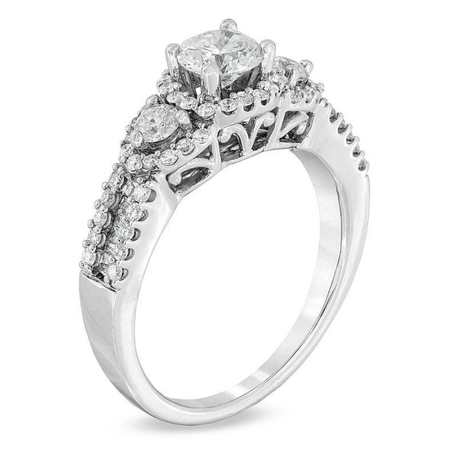 Rings Zales | 1-1/5 Ct. T.W. Diamond Past Present Future® Ring In 14K White Gold