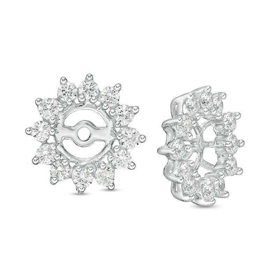 Earrings Zales | 1 Ct. T.W. Diamond Sunburst Frame Earring Jackets In 14K White Gold