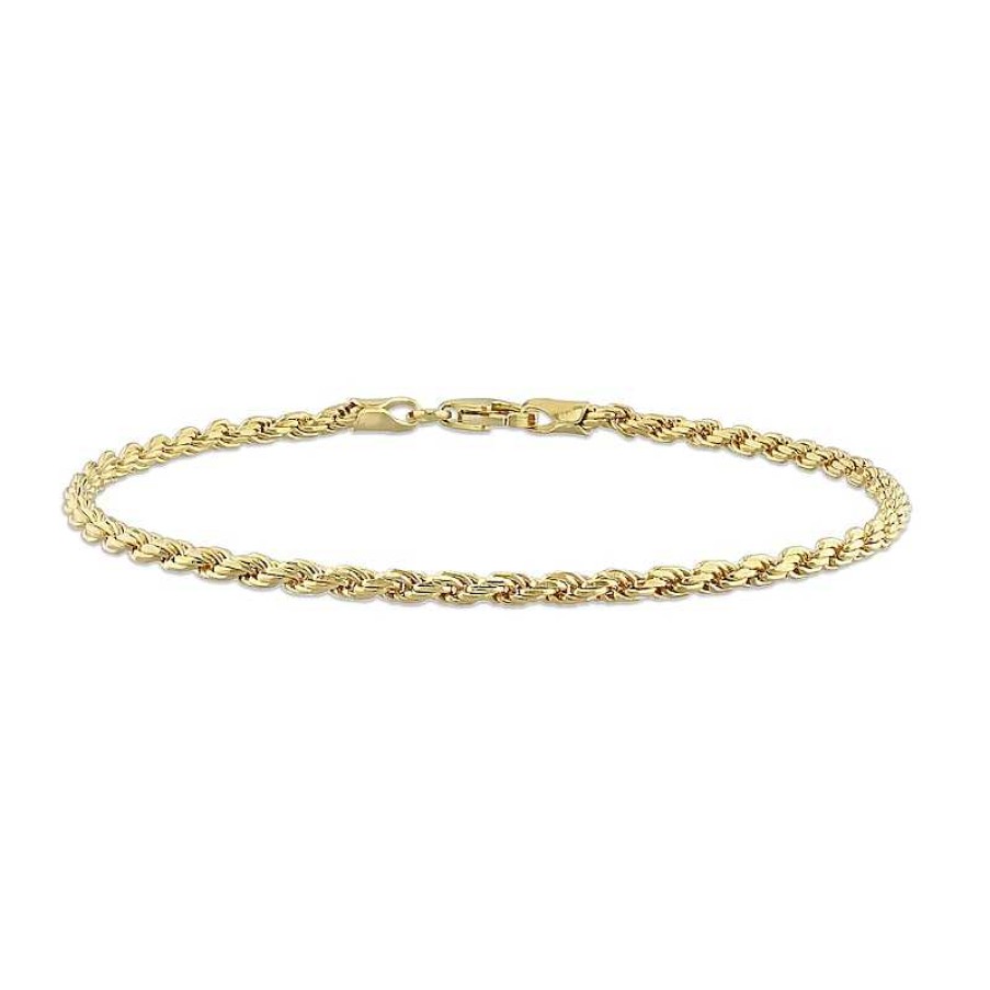 Bracelets Zales | Ladies' 2.2Mm Rope Chain Bracelet In Sterling Silver With Gold-Tone Flash Plate - 7.5"