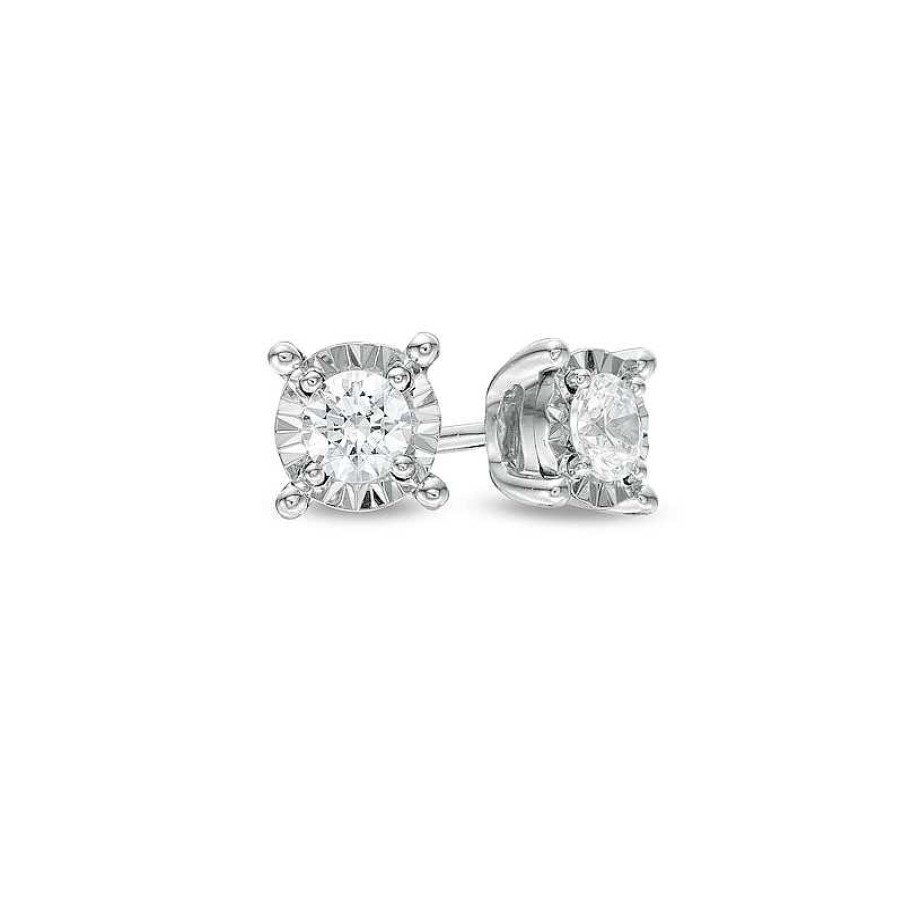 Earrings Zales | 1/4 Ct. T.W. Diamond Solitaire Stud Earrings In Sterling Silver (J/I3)