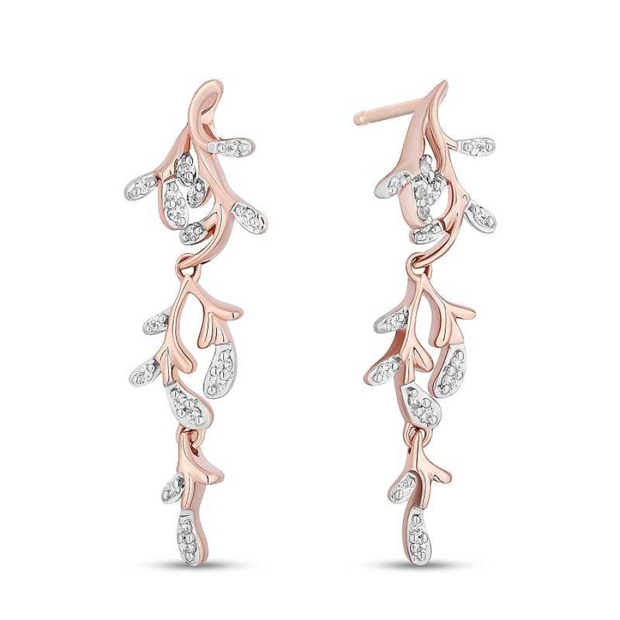 Earrings Zales | Collector'S Edition Enchanted Disney The Little Mermaid 1/10 Ct. T.W. Diamond Coral Reef Drop Earrings In 10K Rose Gold