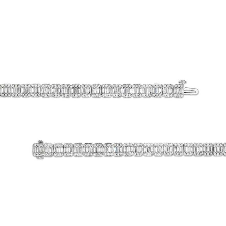 Bracelets Zales | 5 Ct. T.W. Baguette-Cut Certified Lab-Created Diamond Line Bracelet In 10K White Gold (I/I1)