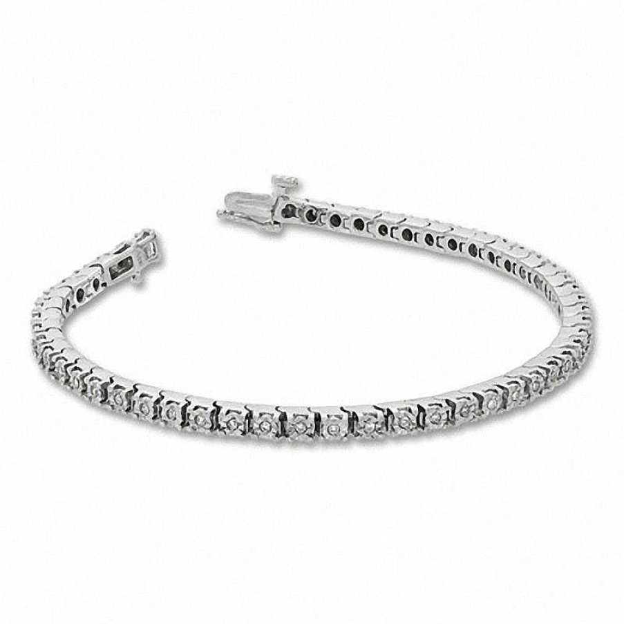 Bracelets Zales | 1/2 Ct. T.W. Diamond Tennis Bracelet In Sterling Silver - 7.25"