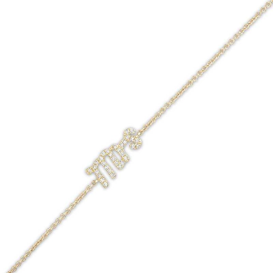 Bracelets Zales | Love Talks 1/10 Ct. T.W. Diamond "Mrs" Script Bracelet In 10K Gold - 7.5"