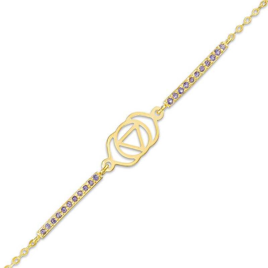 Bracelets Zales | Iolite Third Eye Chakra Symbol Bracelet In Sterling Silver With 18K Gold Plate – 7.75"