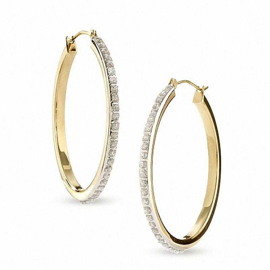 Earrings Zales | Diamond Fascination™ Large Round Hoop Earrings In 14K Gold