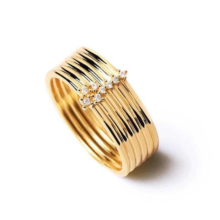 Rings Zales | Pdpaola™ At Zales Cubic Zirconia Ribbed Ring In Sterling Silver With 18K Gold Plate