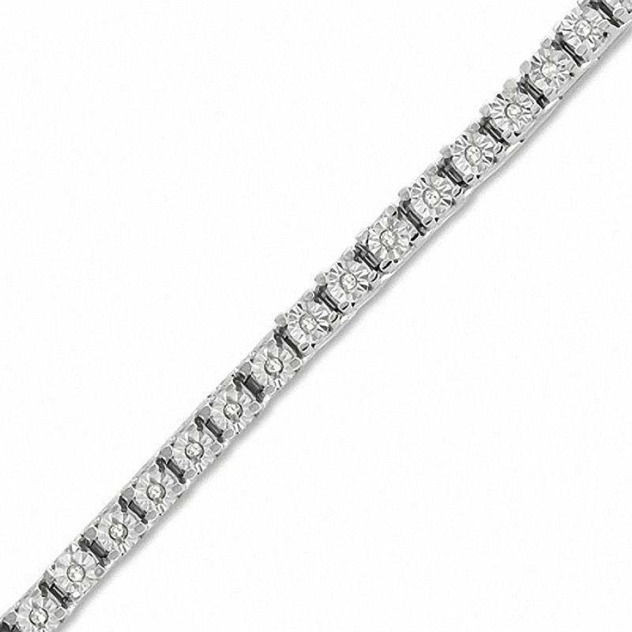 Bracelets Zales | 1/4 Ct. T.W. Diamond Illusion Tennis Bracelet In Sterling Silver