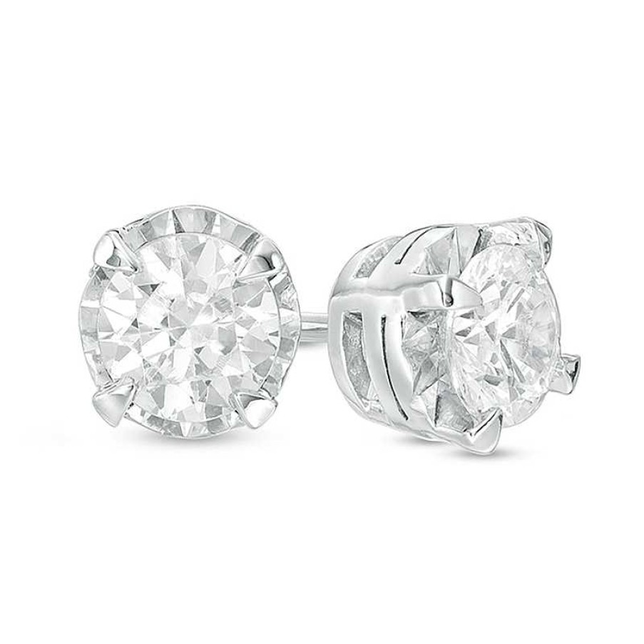 Earrings Zales | 1 Ct. T.W. Diamond Illusion Solitaire Stud Earrings In 10K White Gold