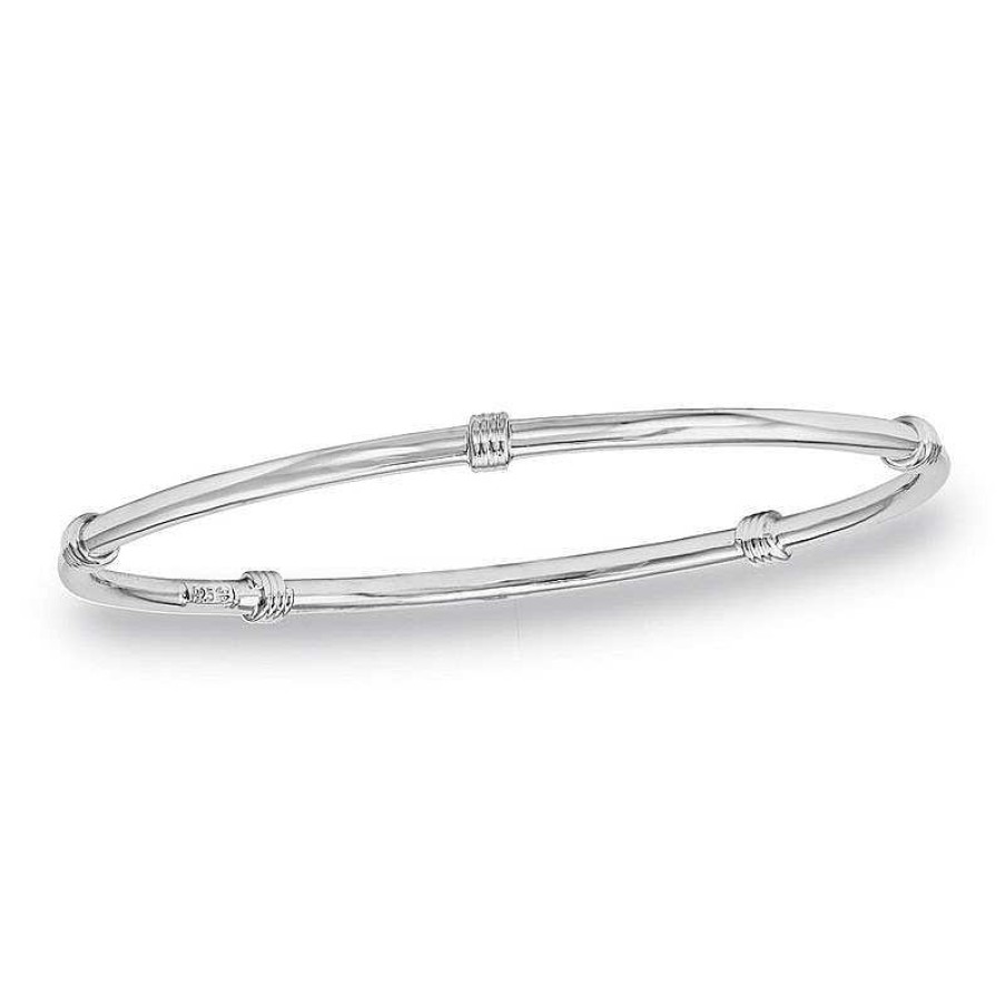 Bracelets Zales | 4.25Mm Station Slip-On Bangle In Sterling Silver