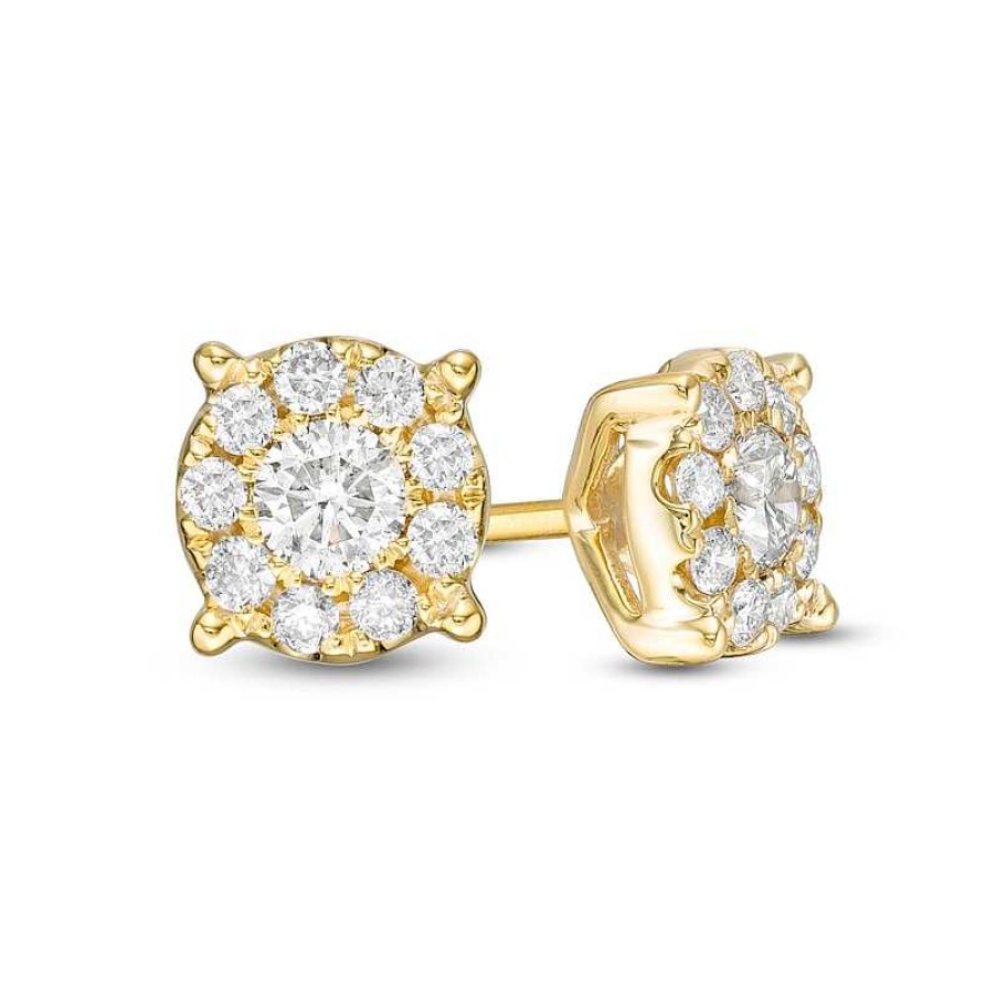 Earrings Zales | 1/2 Ct. T.W. Diamond Frame Stud Earrings In 14K Gold