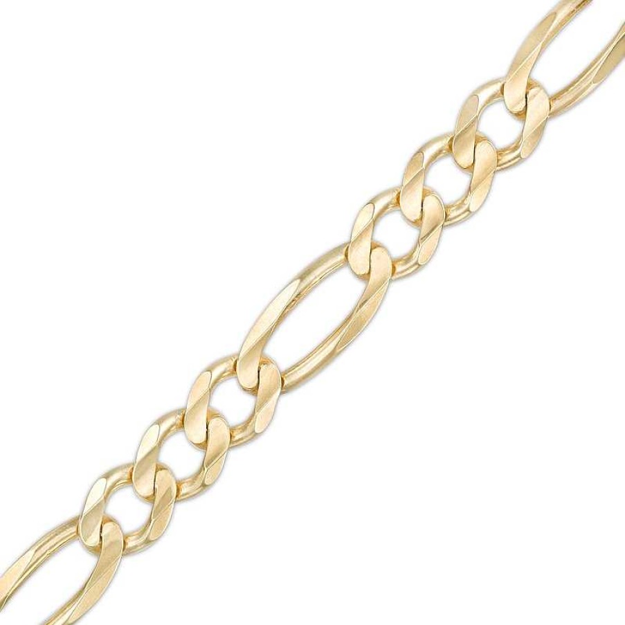 Bracelets Zales | Men'S 8.61Mm Concave Figaro Link Bracelet In 10K Gold - 8.5"