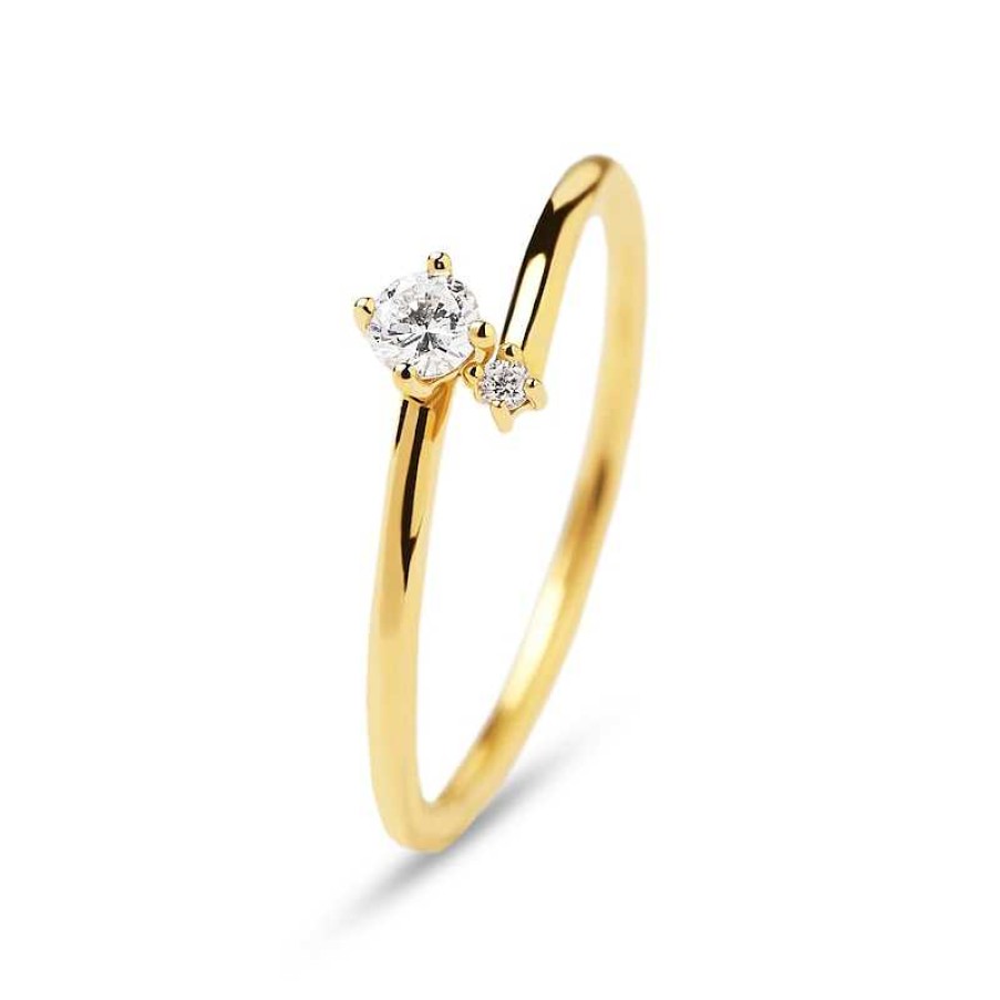 Rings Zales | Pdpaola™ At Zales 1/10 Ct. T.W. Lab-Created Diamond Duo Bypass Ring In 18K Gold