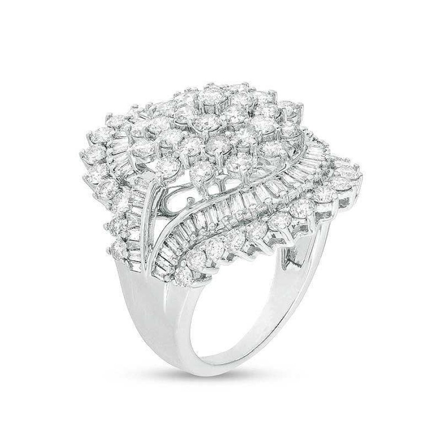 Rings Zales | 4 Ct. T.W. Multi-Diamond Starburst Bypass Ring In 10K White Gold