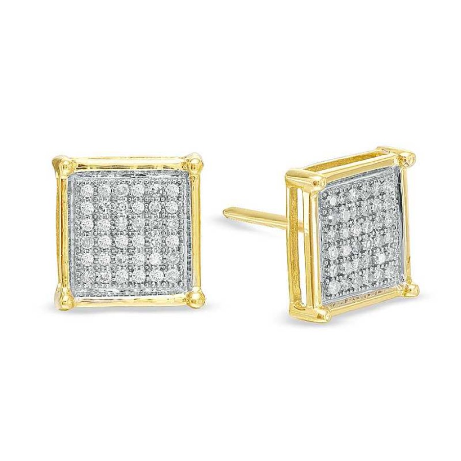 Earrings Zales | 1/4 Ct. T.W. Diamond Micro-Pave Square Stud Earrings In 10K Gold