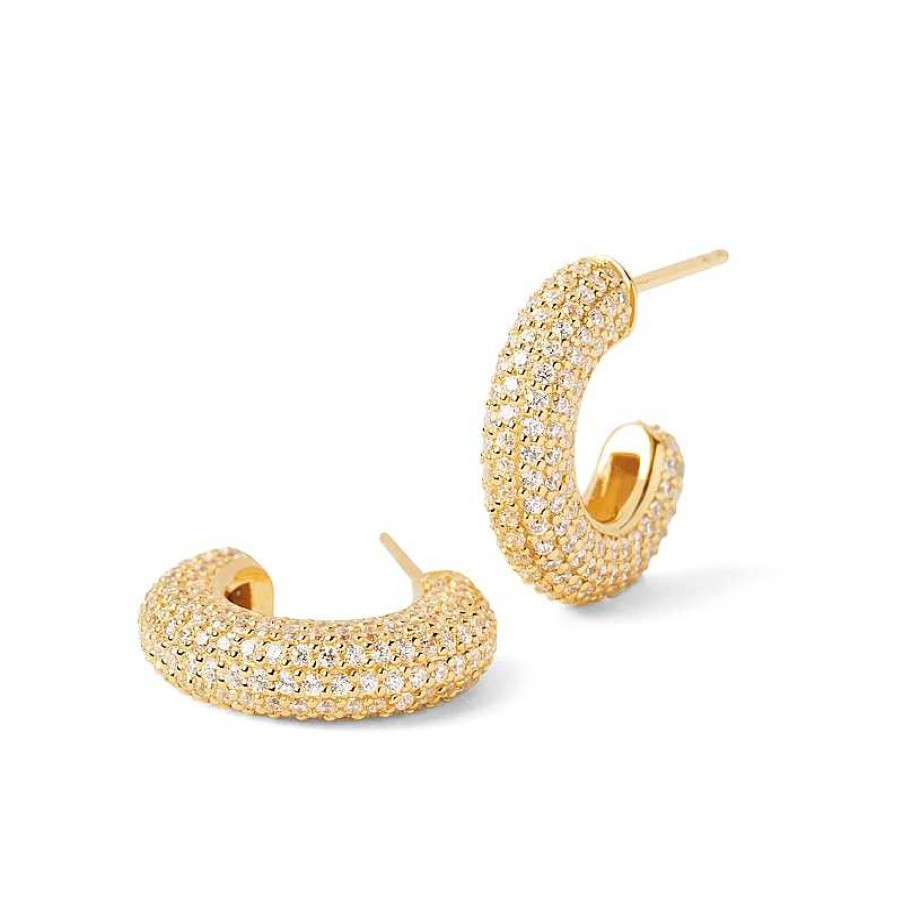 Earrings Zales | Pdpaola™ At Zales Cubic Zirconia Multi-Row Open Hoop Earrings In Sterling Silver With 18K Gold Plate