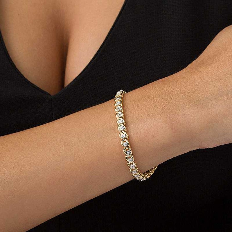 Bracelets Zales | 1/4 Ct. T.W. Diamond Tennis Bracelet In 10K Gold - 7.25"