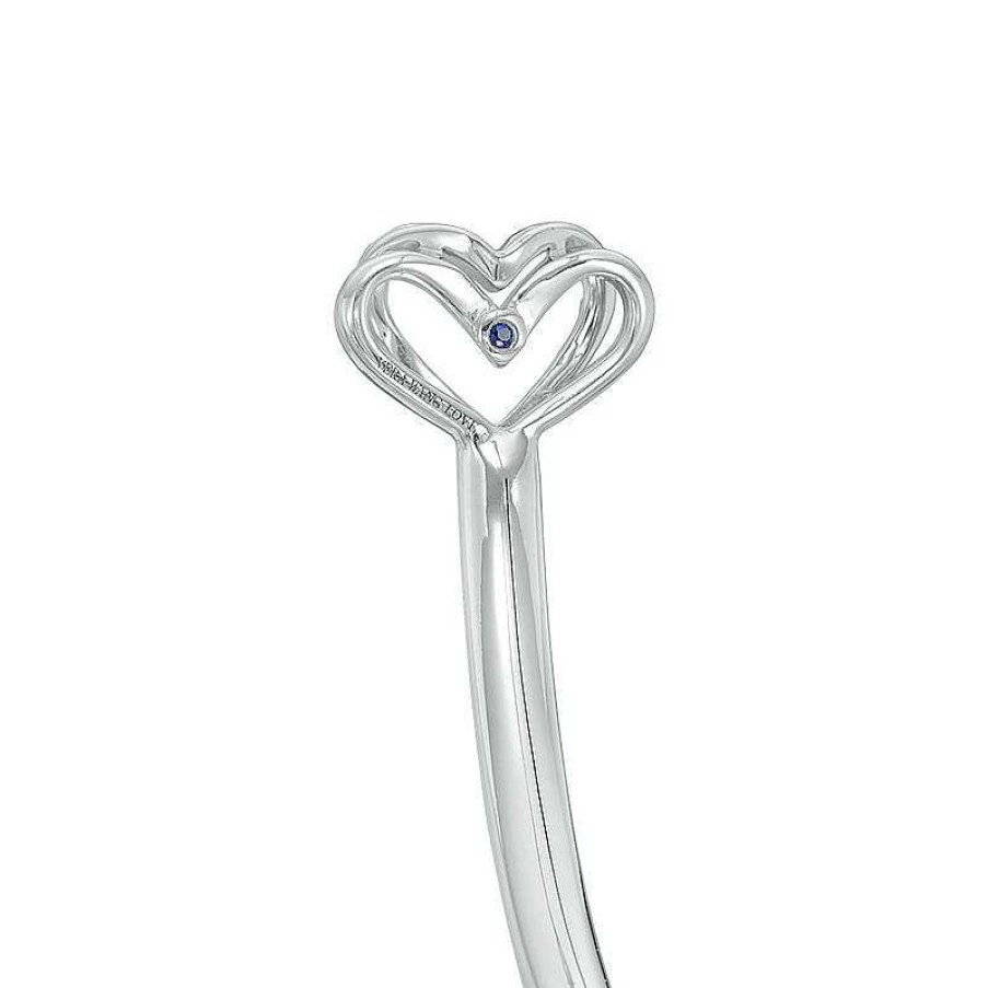 Bracelets Zales | The Kindred Heart From Vera Wang Love Collection Cultured Freshwater Pearl And Diamond Bangle In Sterling Silver - 7.5"