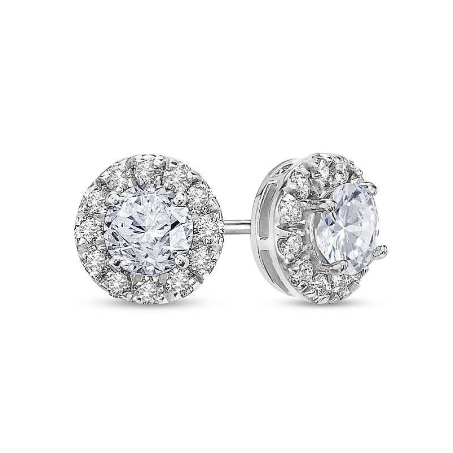 Earrings Zales | 1 Ct. T.W. Diamond Frame Stud Earrings In 10K White Gold