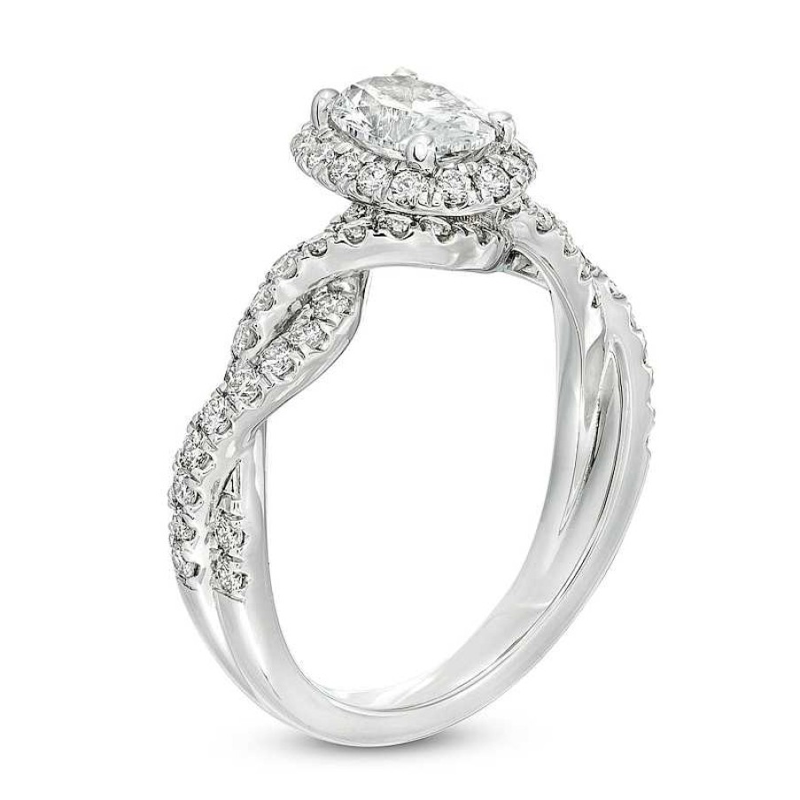 Rings Zales | Kleinfeld® X Zales 1-3/4 Ct. T.W. Certified Oval Lab-Created Diamond Frame Twist Engagement Ring In Platinum (F/Vs2)