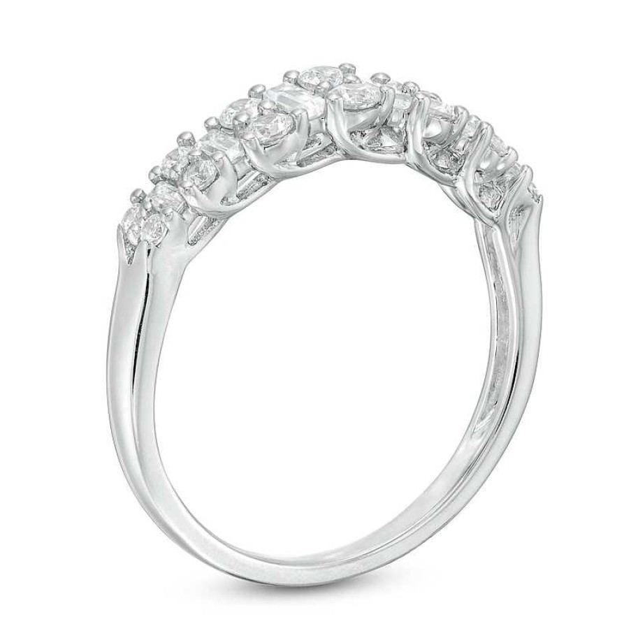 Rings Zales | 5/8 Ct. T.W. Baguette And Round Diamond Band In 14K White Gold