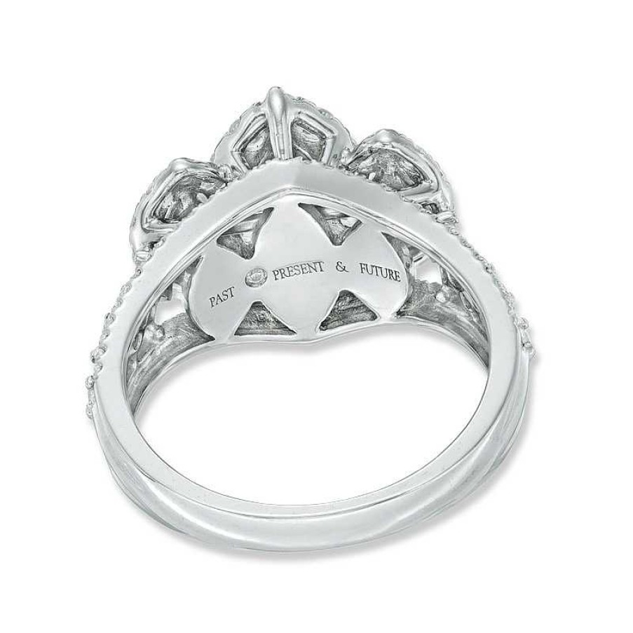 Rings Zales | 1-1/2 Ct. T.W. Marquise Diamond Frame Past Present Future® Ring In 14K White Gold