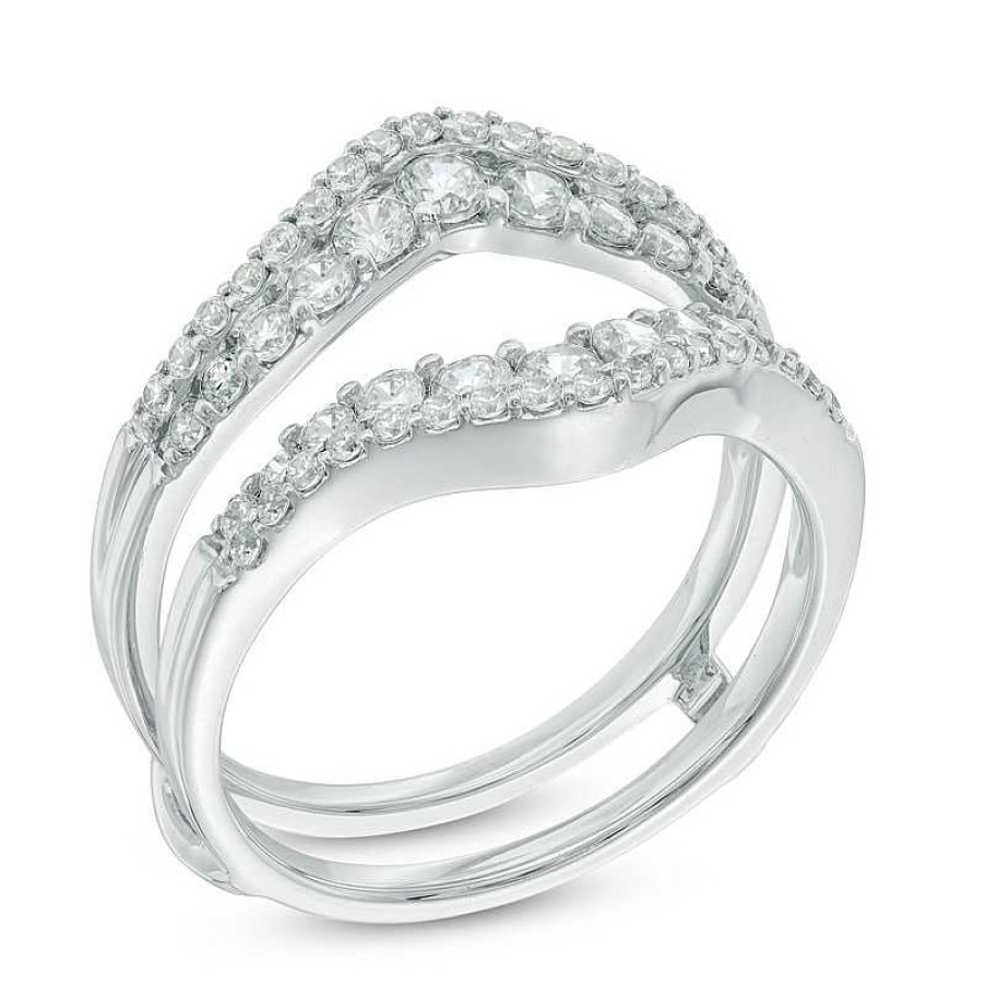 Rings Zales | 1 Ct. T.W. Diamond Chevron Solitaire Enhancer In 14K White Gold