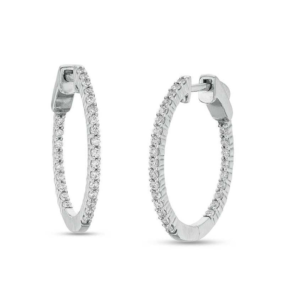 Earrings Zales | 1/2 Ct. T.W. Diamond Inside-Out Hoop Earrings In 10K White Gold