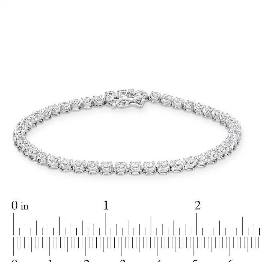 Bracelets Zales | 3 Ct. T.W. Certified Lab-Created Tennis Bracelet In 14K White Gold (F/Si2)