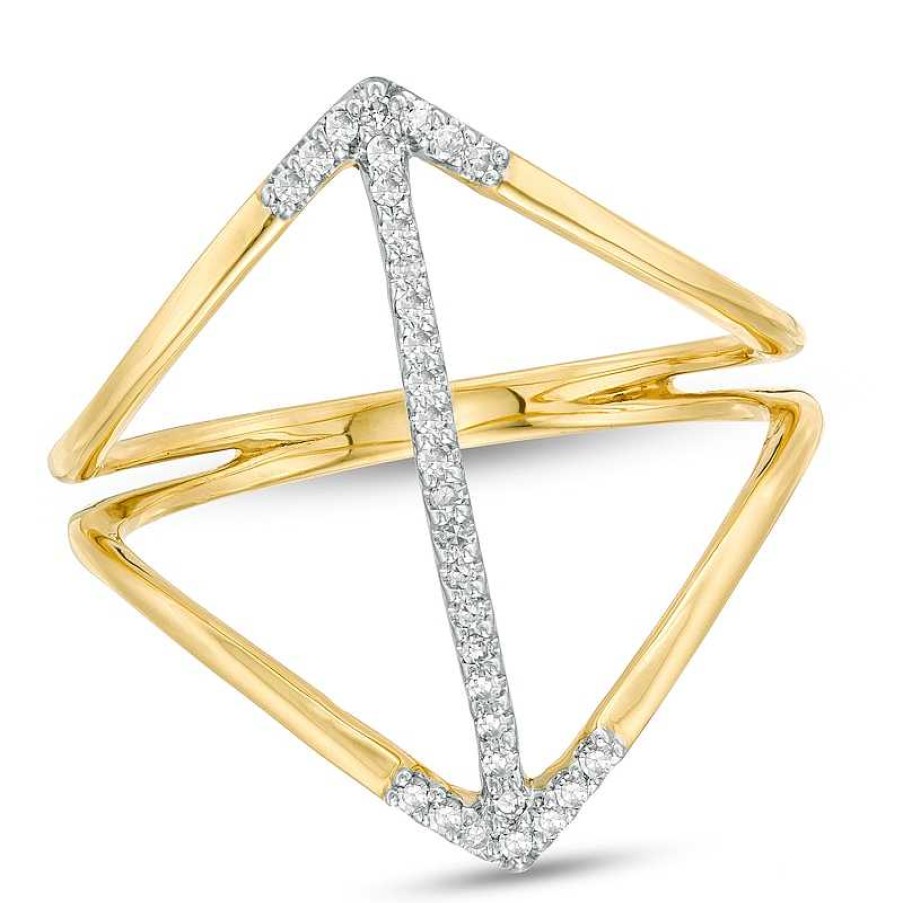 Rings Zales | 1/10 Ct. T.W. Diamond Double Arrow Split Shank Ring In 10K Gold