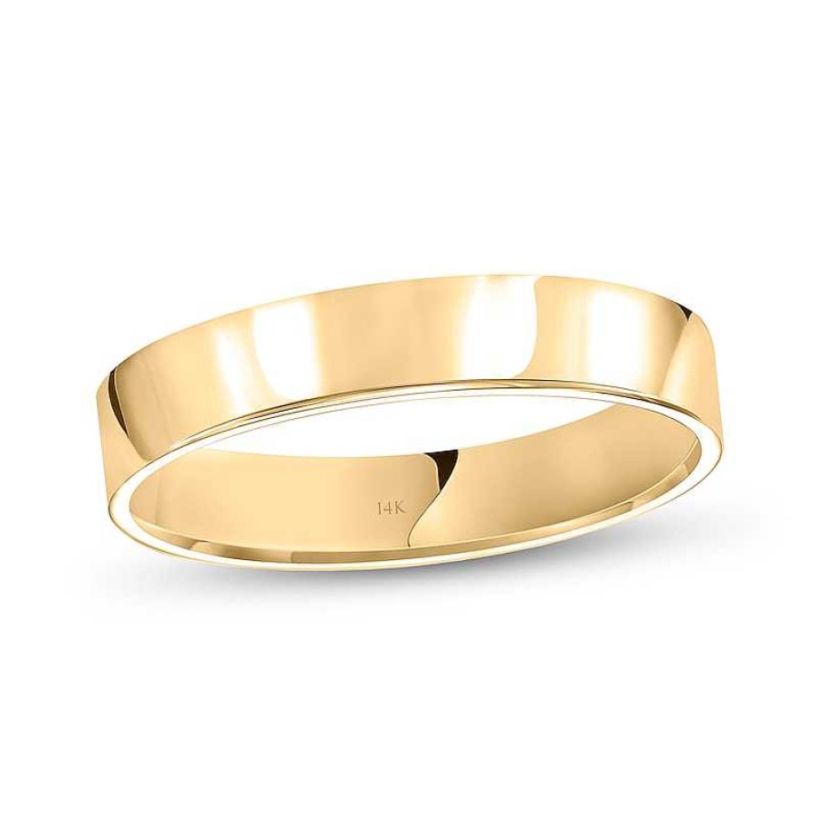 Rings Zales | 4.0Mm Engravable Flat Anniversary Band In 14K Gold (1 Line)