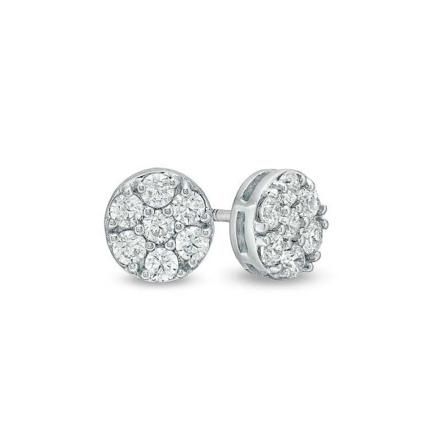 Earrings Zales | Men'S 1/2 Ct. T.W. Certified Lab-Created Multi-Diamond Stud Earrings In 14K White Gold (F/Si2)