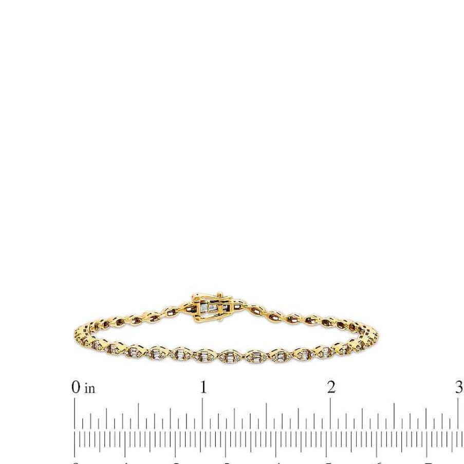 Bracelets Zales | 1 Ct. T.W. Marquise Multi-Diamond Line Bracelet In 10K Gold - 7.25"