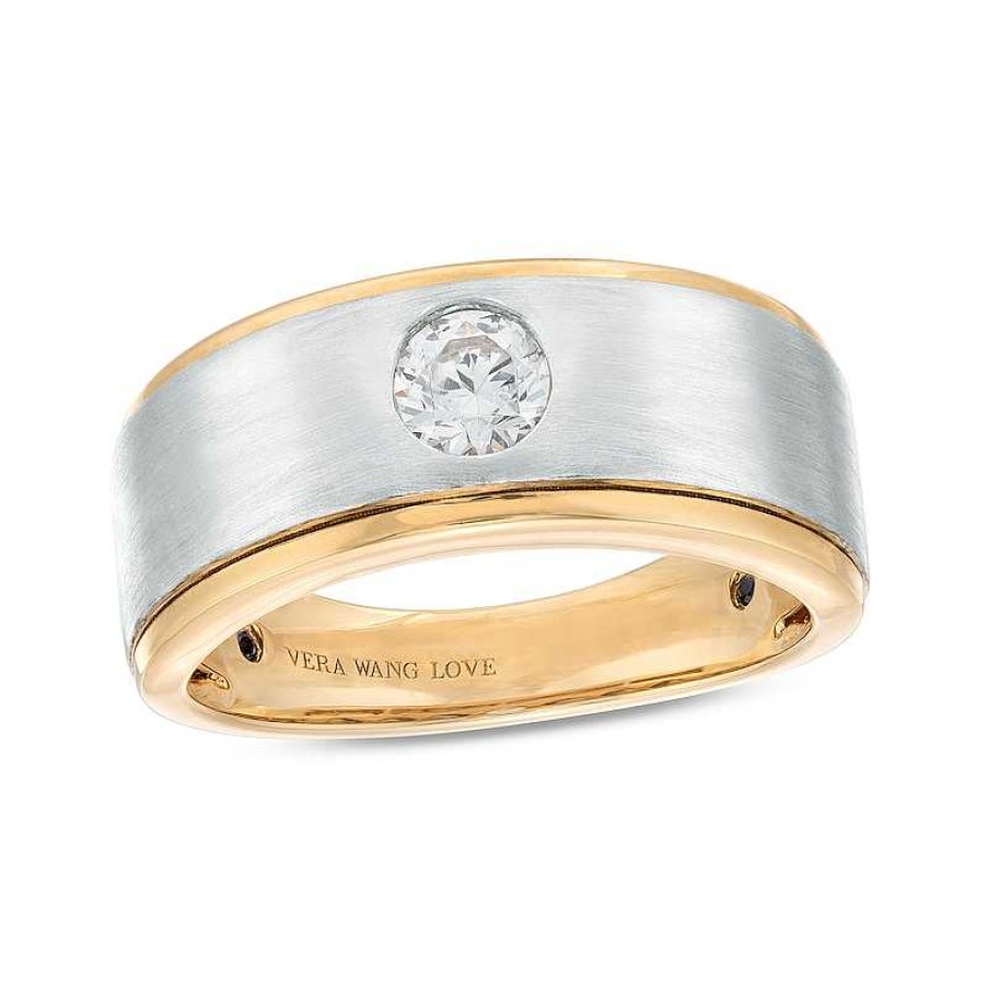 Rings Zales | True Lab-Created Diamonds By Vera Wang Love Men'S 1/2 Ct. Solitaire Wedding Band In 14K Two-Toned Gold (F/Vs2)