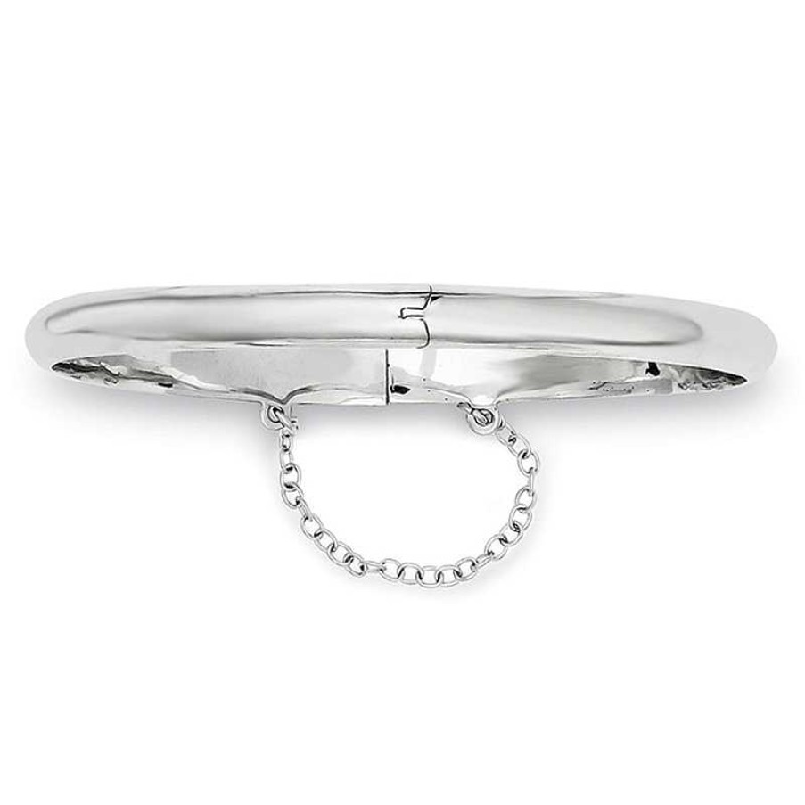 Bracelets Zales | 5.0Mm Polished Bangle In Sterling Silver With Safety Chain