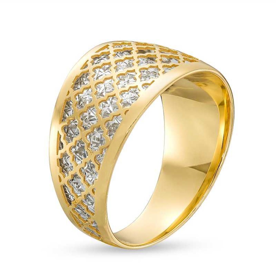 Rings Zales | Oro Diamante™ Diamond-Cut Lattice Ring In 14K Two-Tone Gold - Size 7